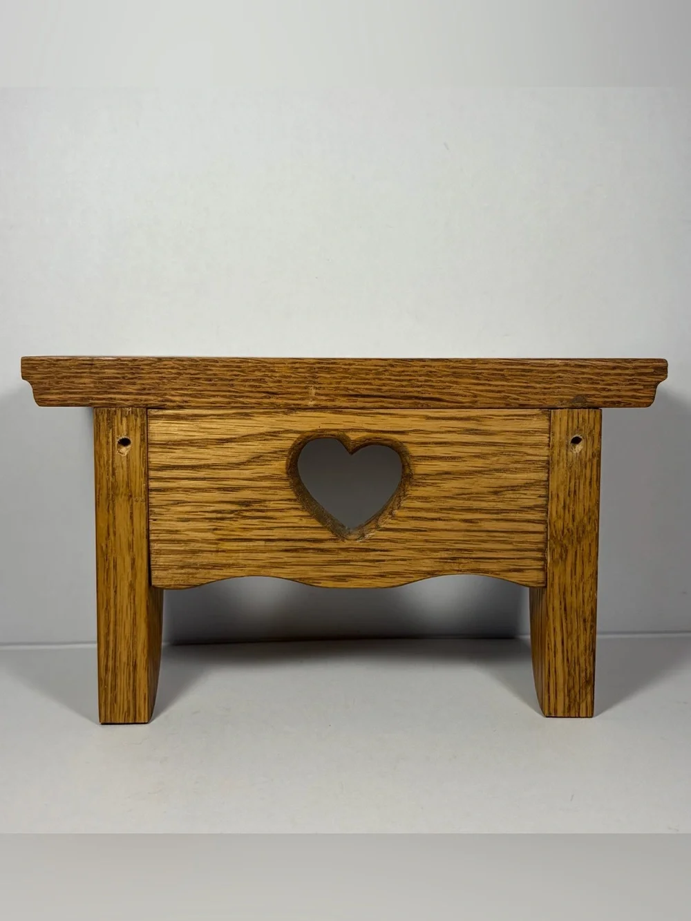 Wooden Wall Shelf with Heart Cutout - Solid Honey Oak